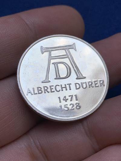 《竞宝斋》第424场 周日，周一，周二  3场连拍 （全场包邮） 联邦德国1971年5马克银币 丢勒诞辰500周年 原光UNC品相精制币