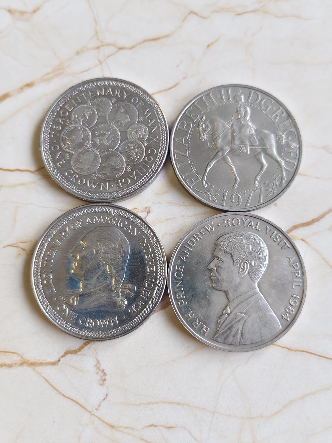 第177期拍卖【长期征集拍品】 马恩克朗纪念币2枚，英国克朗币1枚，圣赫勒拿克朗币一枚。真便宜