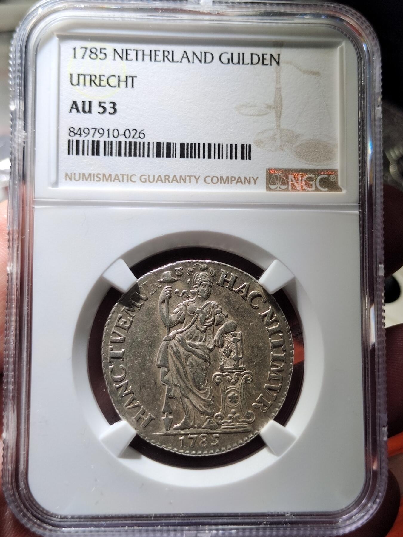 中外钱币第二场 NGC-AU53荷兰1785年1盾站人银币