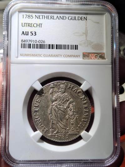 中外钱币第二场 - NGC-AU53荷兰1785年1盾站人银币
