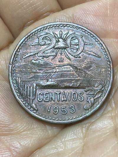2025年第九十八场(总第一百二十四场）外国好品散币(免佣金) - 墨西哥🇲🇽1953年20分(金字塔图案第一版)