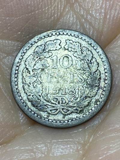 2025年第九十八场(总第一百二十四场）外国好品散币(免佣金) - 荷兰🇳🇱1918年10分银币(威廉明娜女王青年头像，Seahorse –海马标，640银)