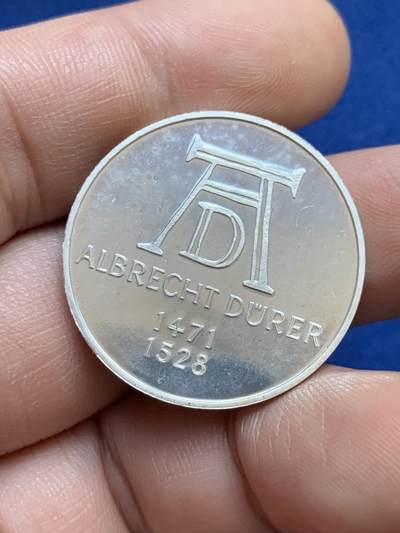 《竞宝斋》第424场 周日，周一，周二  3场连拍 （全场包邮） 联邦德国1971年5马克银币 丢勒诞辰500周年 原光UNC品相精制币