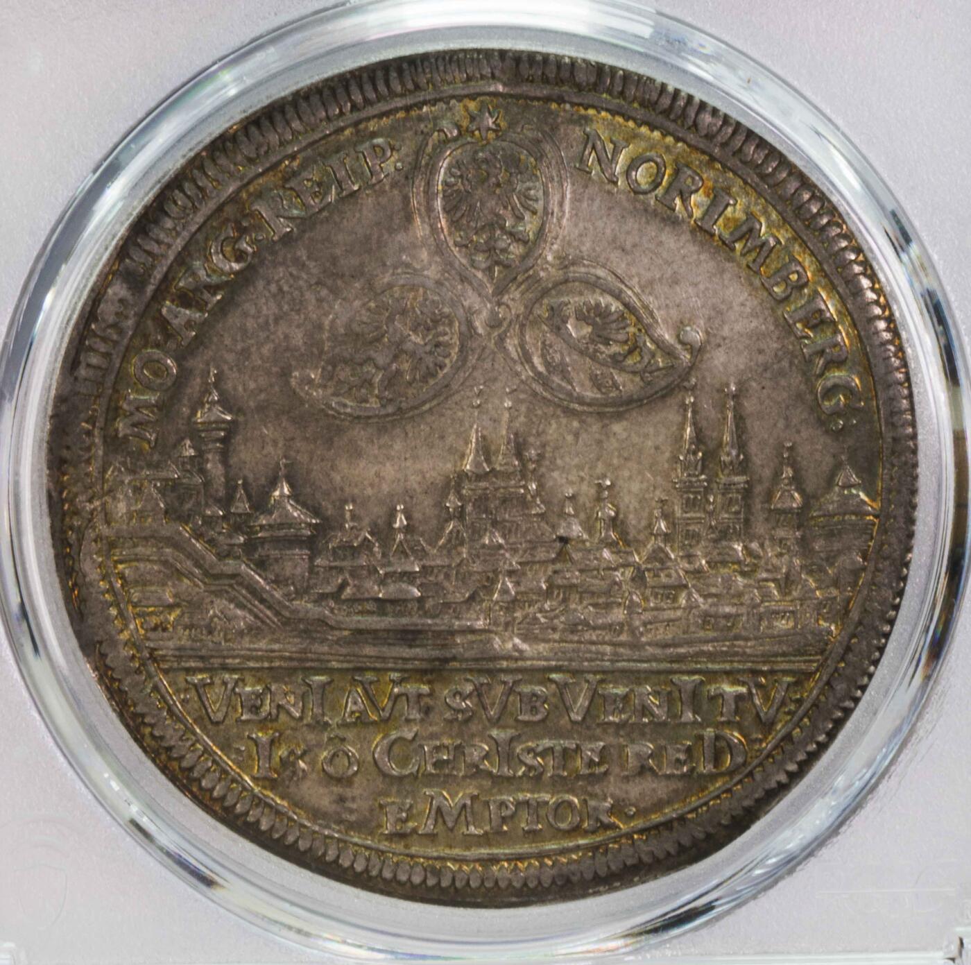 PCGS-MS63 1629纽伦堡带人头的双头鹰城市景观泰勒 唯一冠军