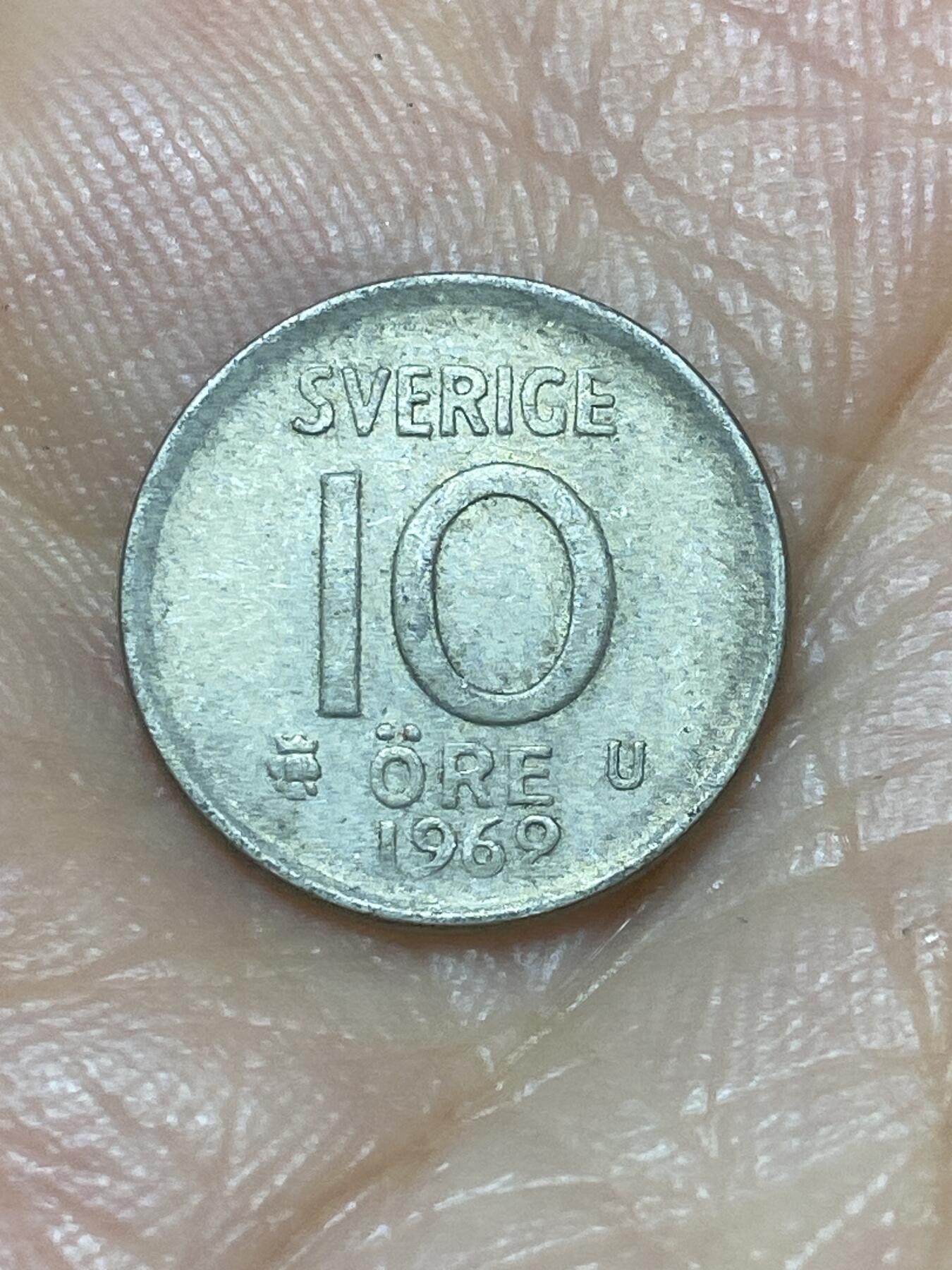 2025年第九十八场(总第一百二十四场）外国好品散币(免佣金) 瑞典🇸🇪1969年10欧尔银币(古斯塔夫六世，后期U标，400银)