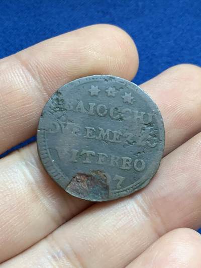 《竞宝斋》第424场 周日，周一，周二  3场连拍 （全场包邮） 两枚一组 意大利教皇国铜质辅币：1796年2-1/2贝阿科铜币，教皇城邦维泰博1797年2-1/2贝阿科铜币（币胚缺陷）