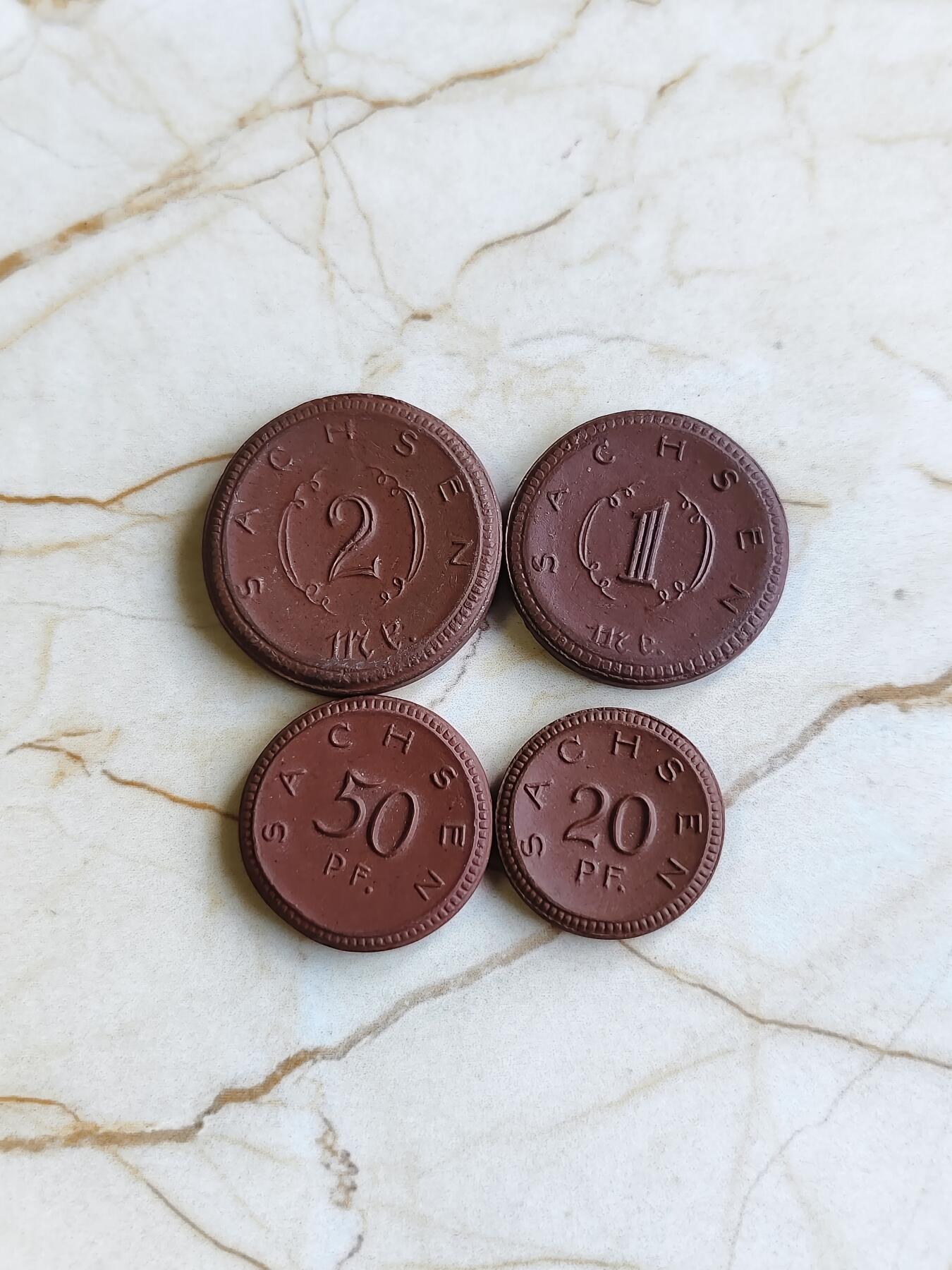 第177期拍卖【长期征集拍品】 德国1921年紧急时期陶瓷币4枚