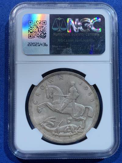 《竞宝斋》第424场 周日，周一，周二  3场连拍 （全场包邮） NGC MS65 英国1935年乔治五世木马剑银币 丝绸底板