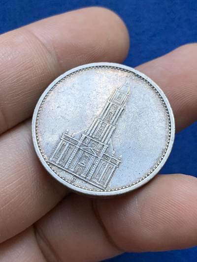 《竞宝斋》第424场 周日，周一，周二  3场连拍 （全场包邮） 德国1934年教堂5马克银币