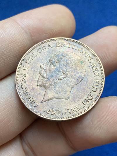 《竞宝斋》第424场 周日，周一，周二  3场连拍 （全场包邮） 英国1929年乔治五世1便士铜币 细节好