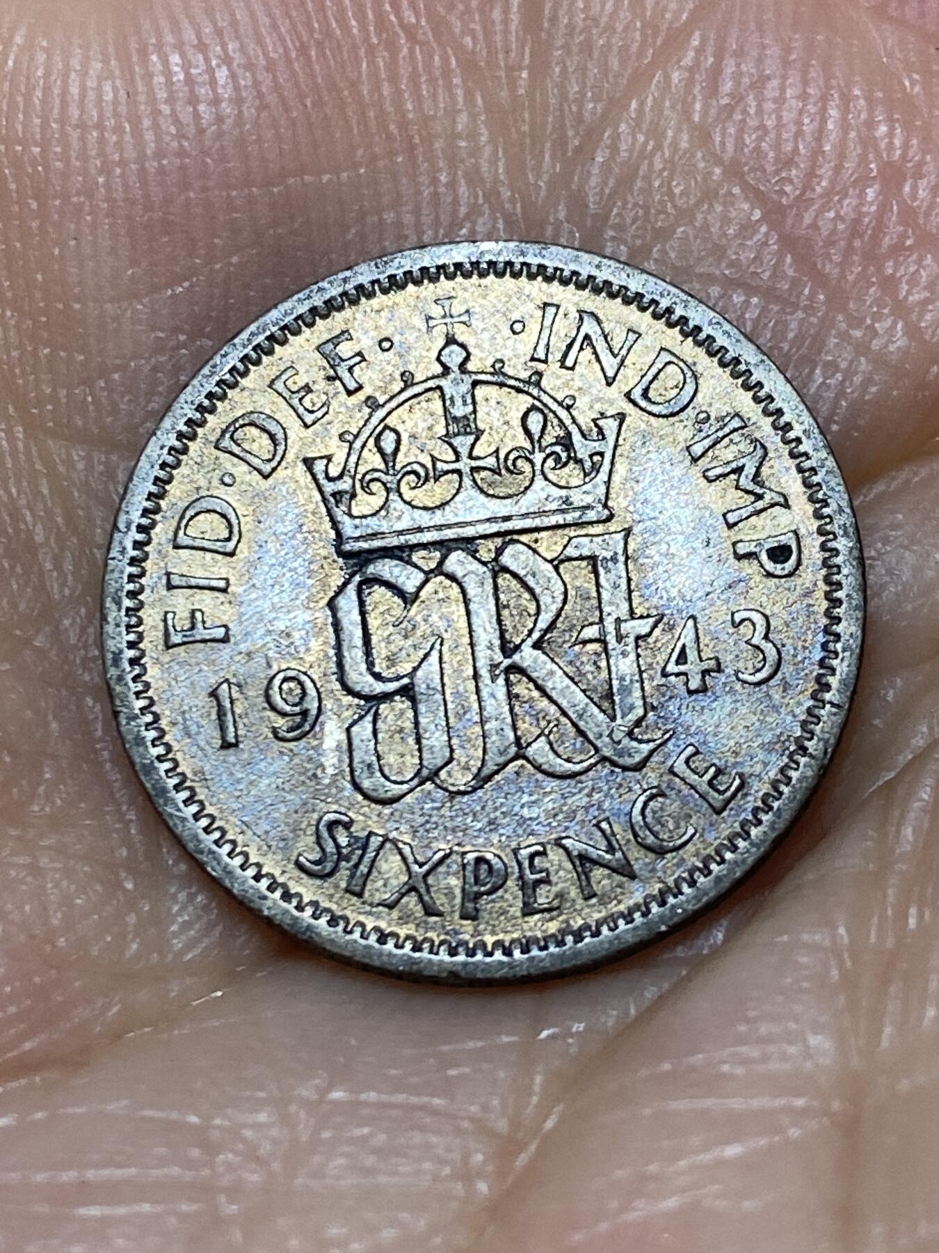 2025年第九十八场(总第一百二十四场）外国好品散币(免佣金) 英国🇬🇧1943年6便士银币(乔治六世第一版，500银)