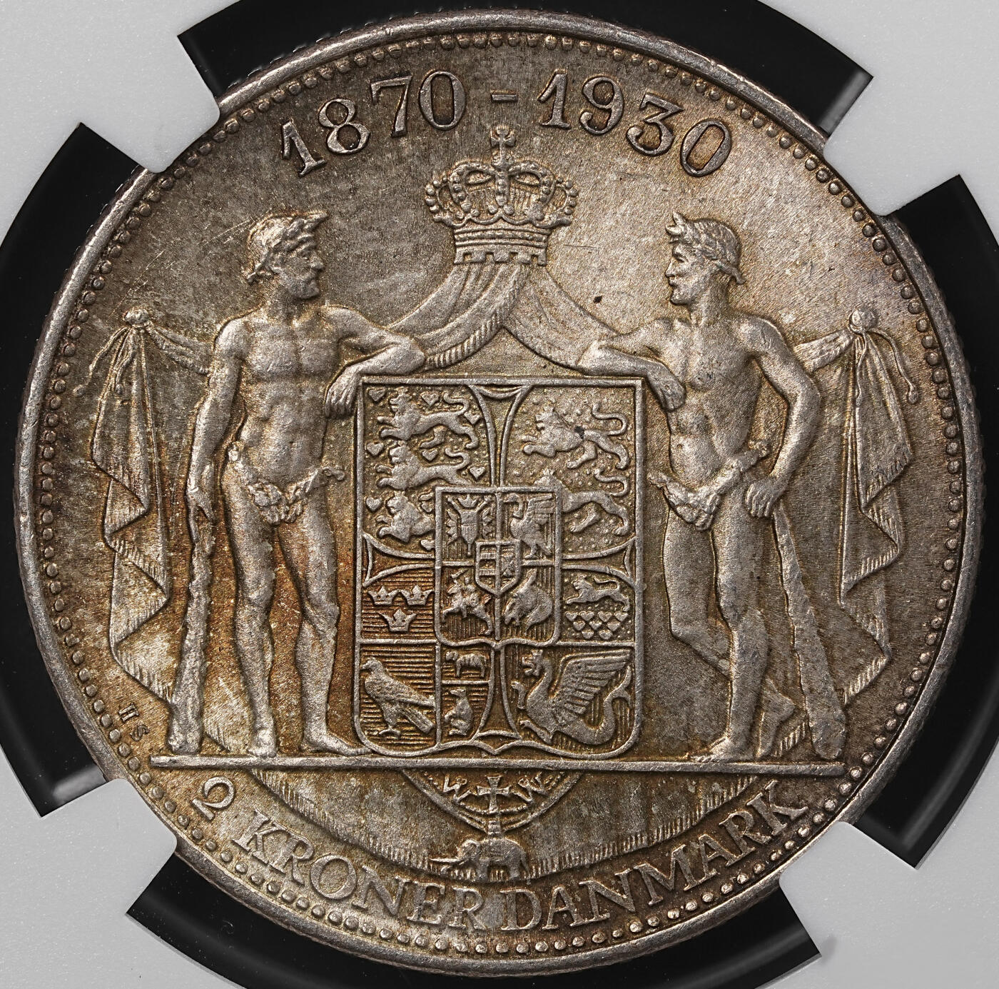 修遠堂世界钱币第八十七期 NGC MS64 1930年丹麦国王60大寿纪念2克朗银币