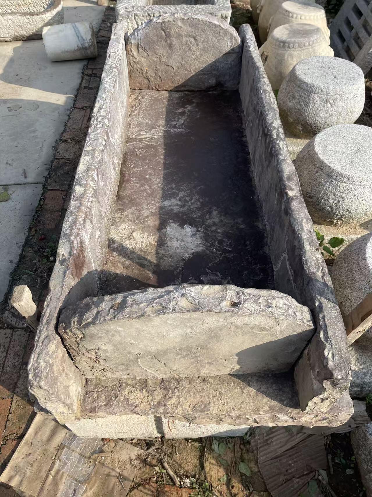 庭院雅致——青砂石，石槽，造型美观别致，长142宽67高32厘米
