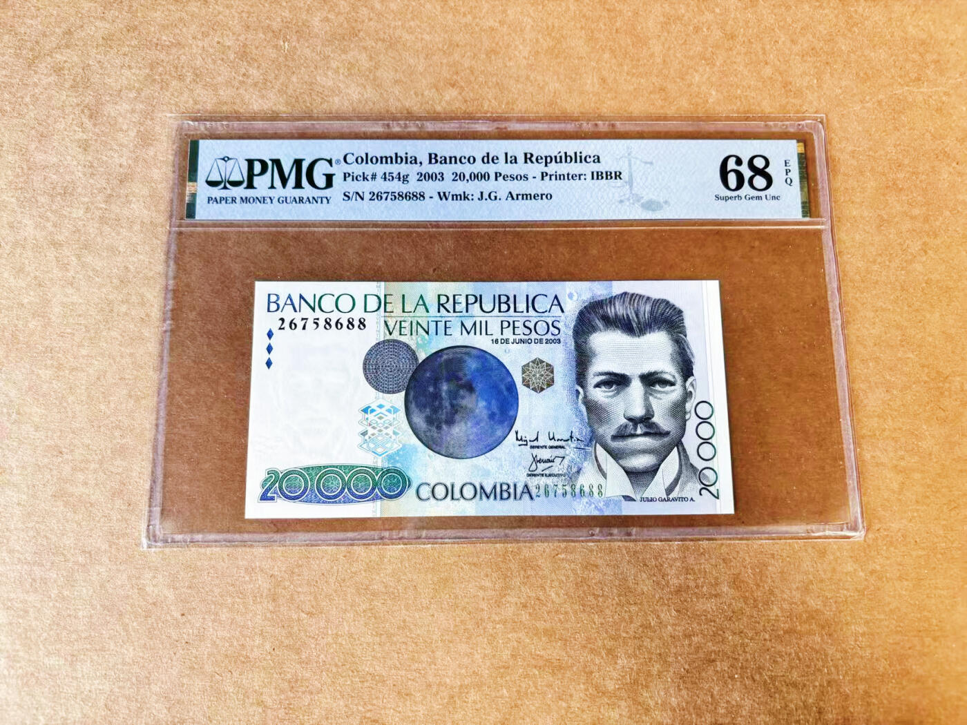 【Blue Auction】世界纸币精拍第733期——祝各位藏友国庆中秋假期快乐！ 【88尾】哥伦比亚 2003年20000比索 PMG68EPQ 