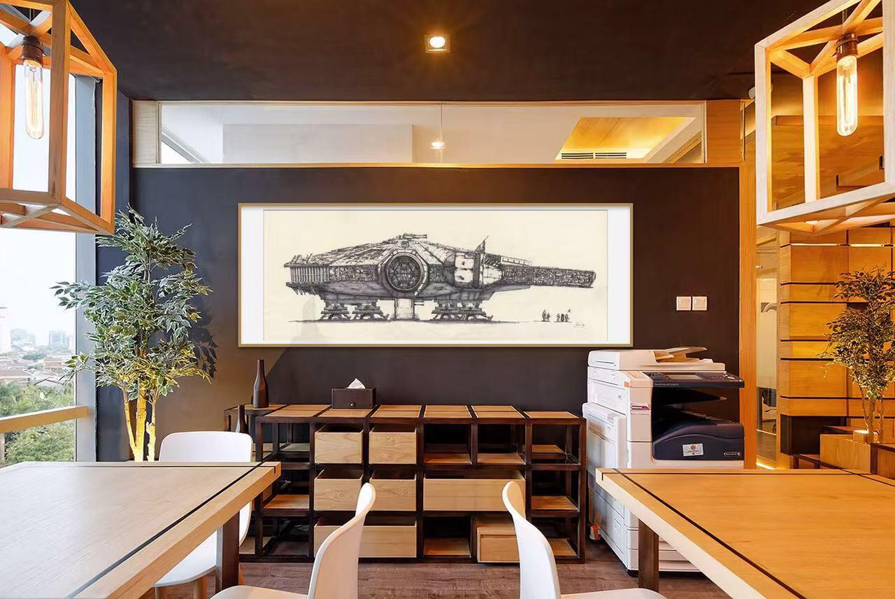 零元拍：歪歪亲笔签名系列作品装饰画，作品名称《千年隼》，作品尺寸：1.2X0.45M，超厚300g泛太克艺术纸，爱普生原装墨水艺术微喷，限量200张，每张均有艺术家亲笔签名及手写编号，不含装裱