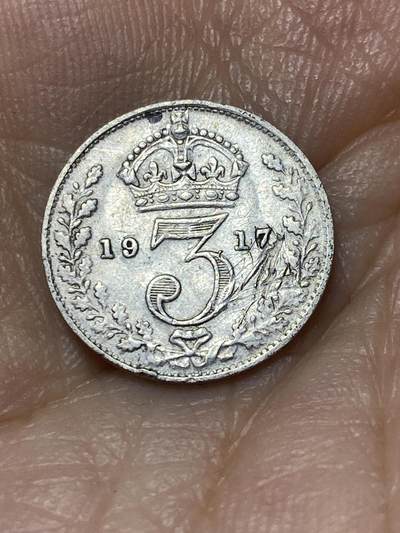 2025年第九十九场(总第一百二十五场）外国好品散币(免佣金) - 英国🇬🇧1917年3便士银币(乔治五世第一版，925高银)
