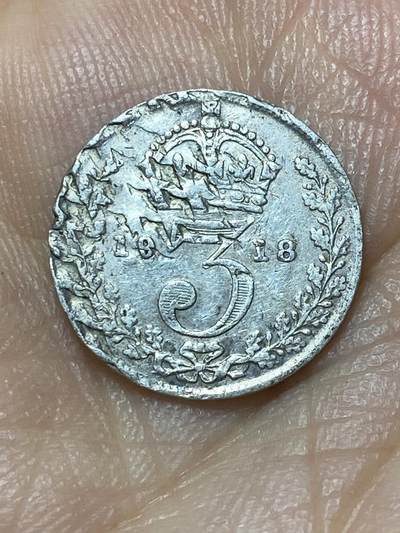 2025年第九十九场(总第一百二十五场）外国好品散币(免佣金) - 英国🇬🇧1918年3便士银币(乔治五世第一版，925高银)