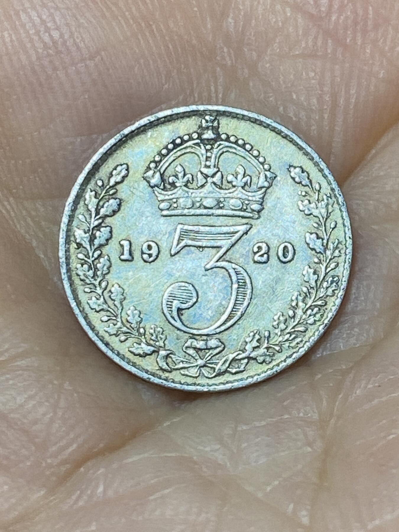 2025年第九十九场(总第一百二十五场）外国好品散币(免佣金) 英国🇬🇧1920年3便士银币(乔治五世第一版，关门年，925高银)
