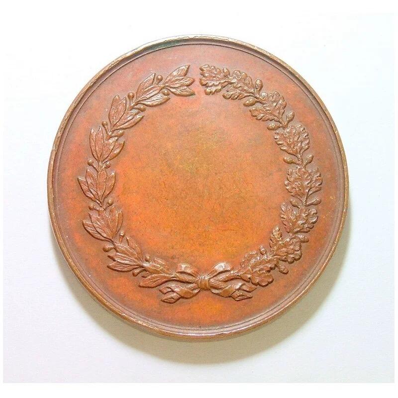 法国1900年前后 射击节高浮雕精制大铜章 50MM