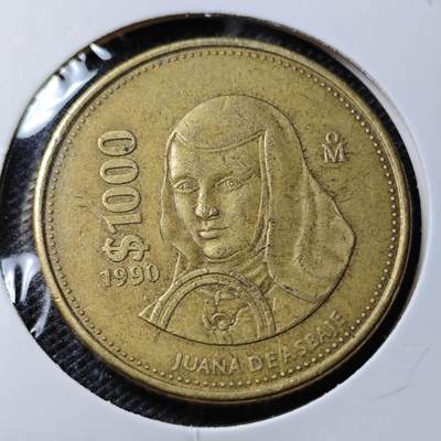 KK钱币收藏小铺 第350场 2月预留时间 周末发货 -  1990墨西哥1000比索大铜币