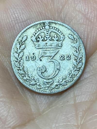 2025年第九十九场(总第一百二十五场）外国好品散币(免佣金) - 英国🇬🇧1922年3便士银币(乔治五世第二版，500银)