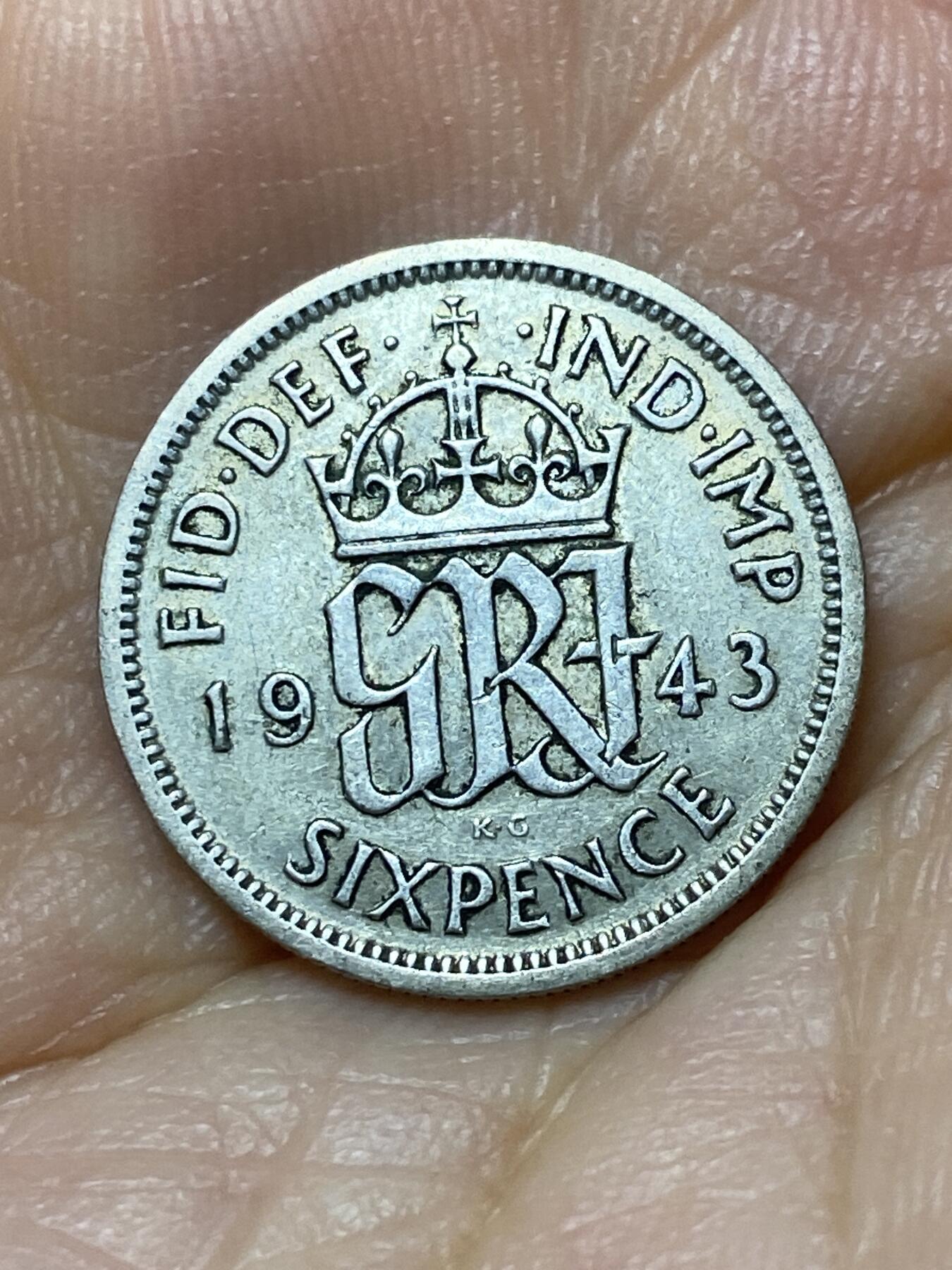 2025年第九十九场(总第一百二十五场）外国好品散币(免佣金) 英国🇬🇧1943年6便士银币(乔治六世第一版，500银)