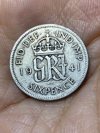 2025年第九十九场(总第一百二十五场）外国好品散币(免佣金) - 英国🇬🇧1941年6便士银币(乔治六世第一版，500银)