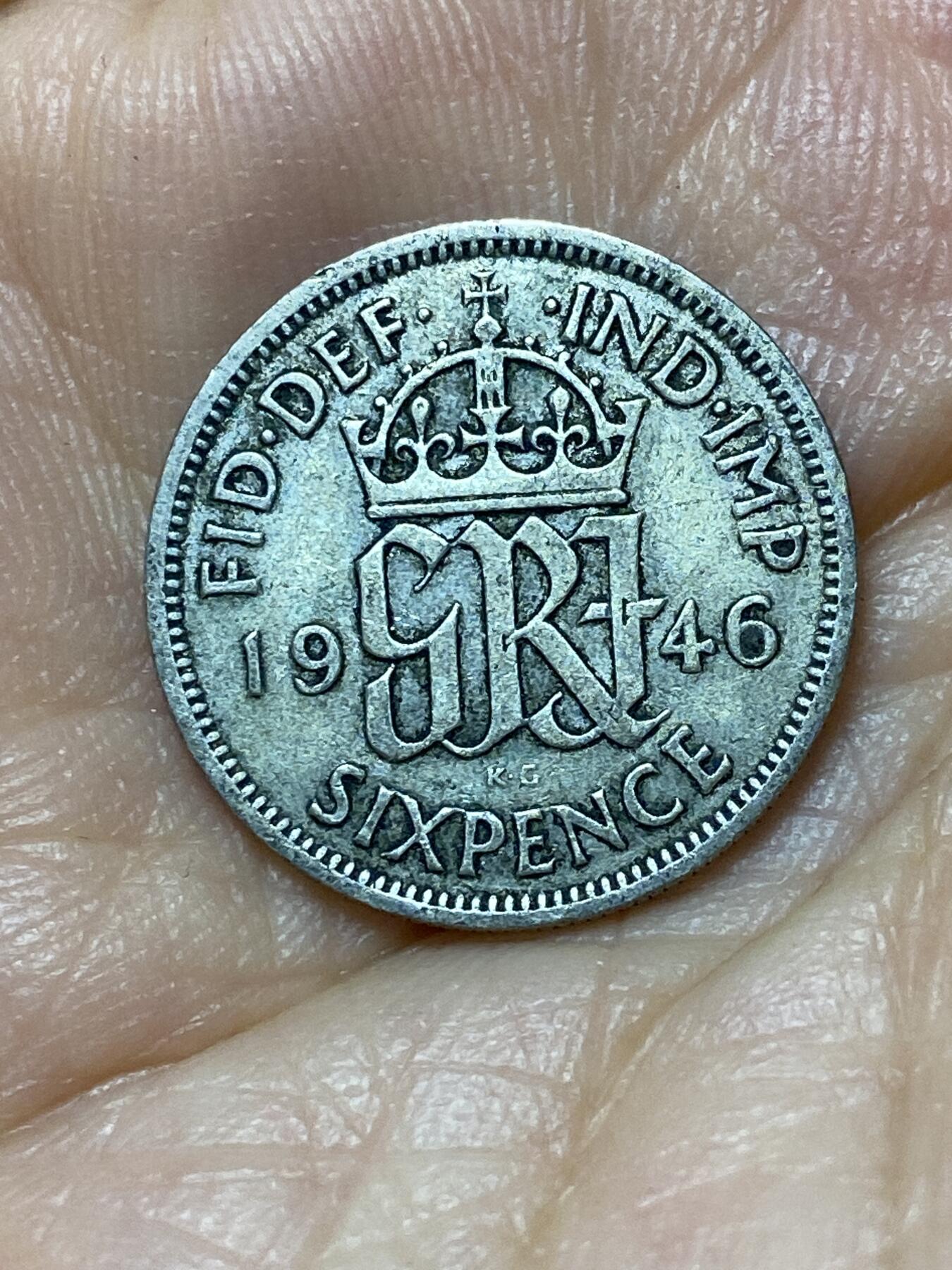 2025年第九十九场(总第一百二十五场）外国好品散币(免佣金) 英国🇬🇧1946年6便士银币(乔治六世第一版，关门年，500银)