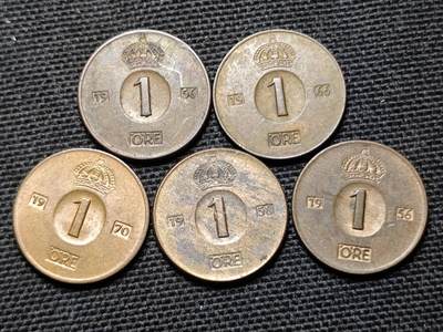 KK钱币收藏小铺 第350场 2月预留时间 周末发货 -  瑞典1欧尔铜币5枚