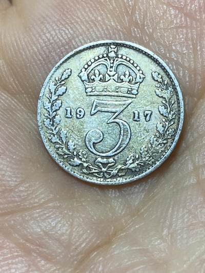 2025年第九十九场(总第一百二十五场）外国好品散币(免佣金) - 英国🇬🇧1917年3便士银币(乔治五世第一版，925高银)