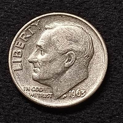 【全场包邮】纯粹捡漏拍464场 - 美国1963年罗斯福10分银币