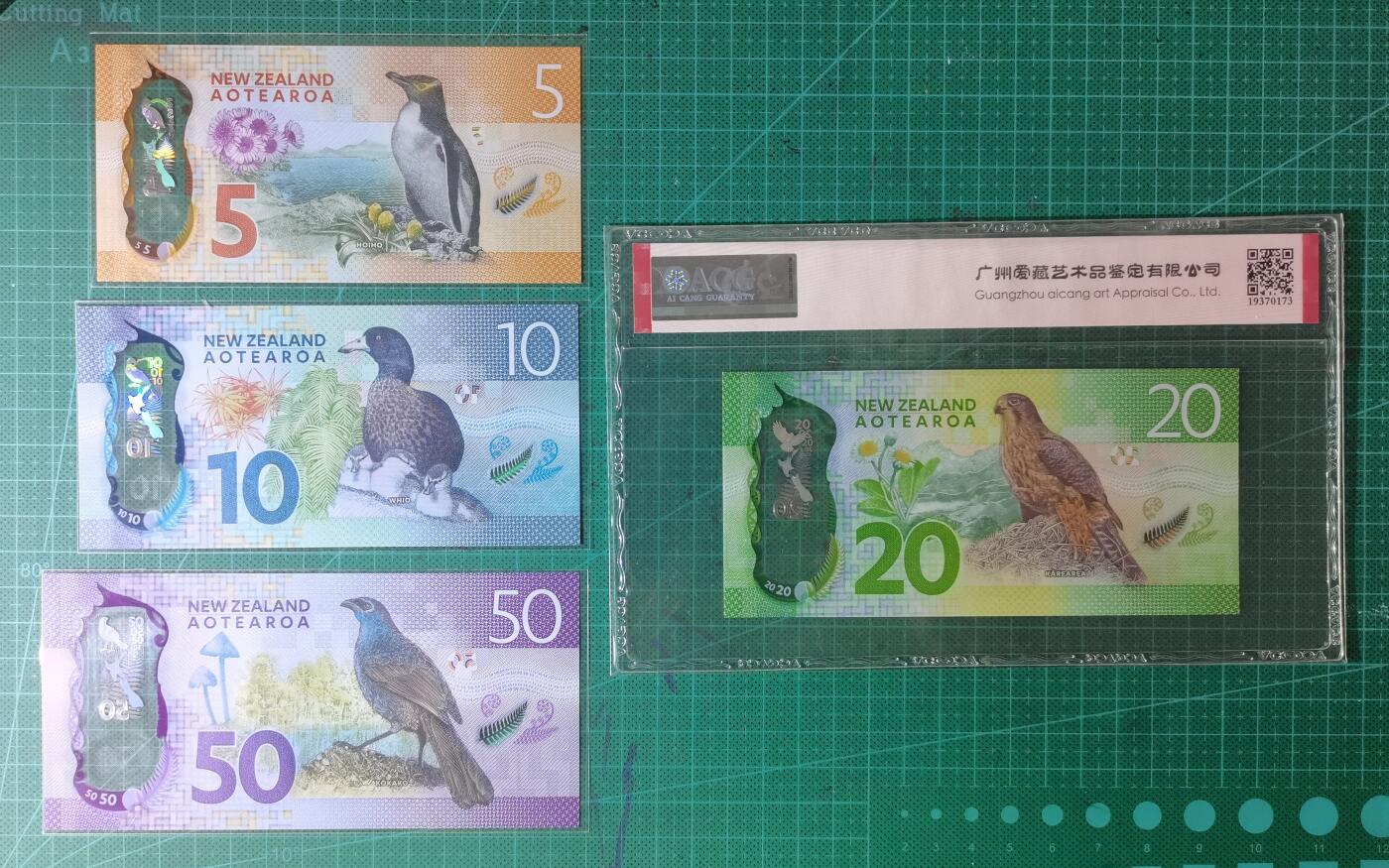 20251001期 全新UNC新西兰5,10,50元，20元爱藏68EPQ高分，无4