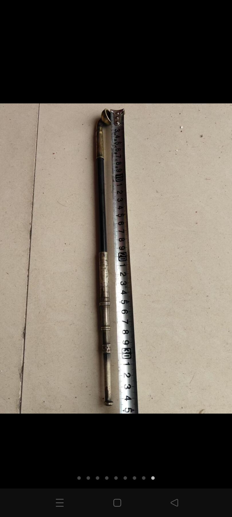 晚清时期烟袋，白铜烟锅烟嘴，烟嘴超大，红木杆，保存完好，品相一流
