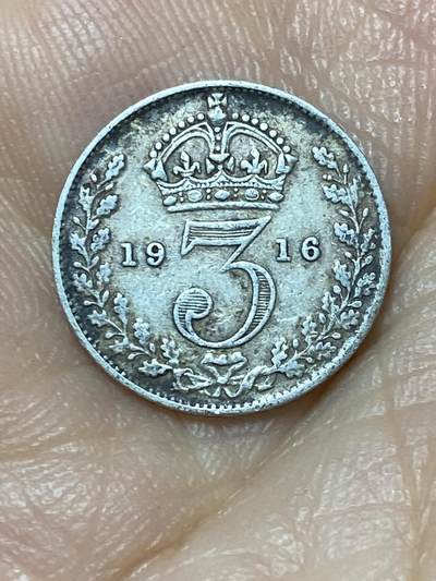 2025年第九十九场(总第一百二十五场）外国好品散币(免佣金) - 英国🇬🇧1916年3便士银币(乔治五世第一版，925银)