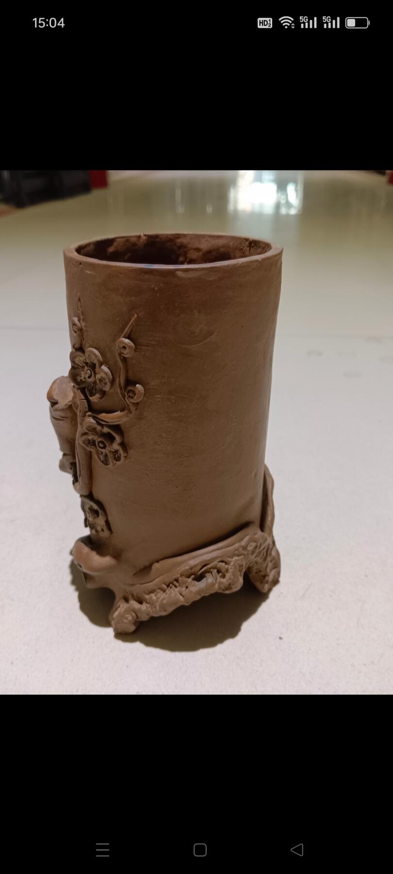 老陶笔筒，造型精美，制作规整，保存完好，品相一流