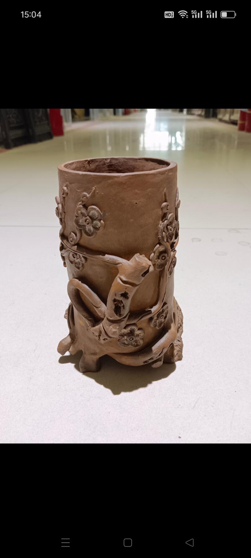 老陶笔筒，造型精美，制作规整，保存完好，品相一流
