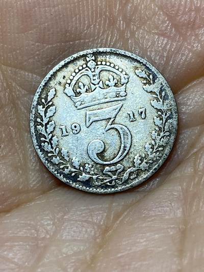 2025年第九十九场(总第一百二十五场）外国好品散币(免佣金) - 英国🇬🇧1917年3便士银币(乔治五世第一版，925银)