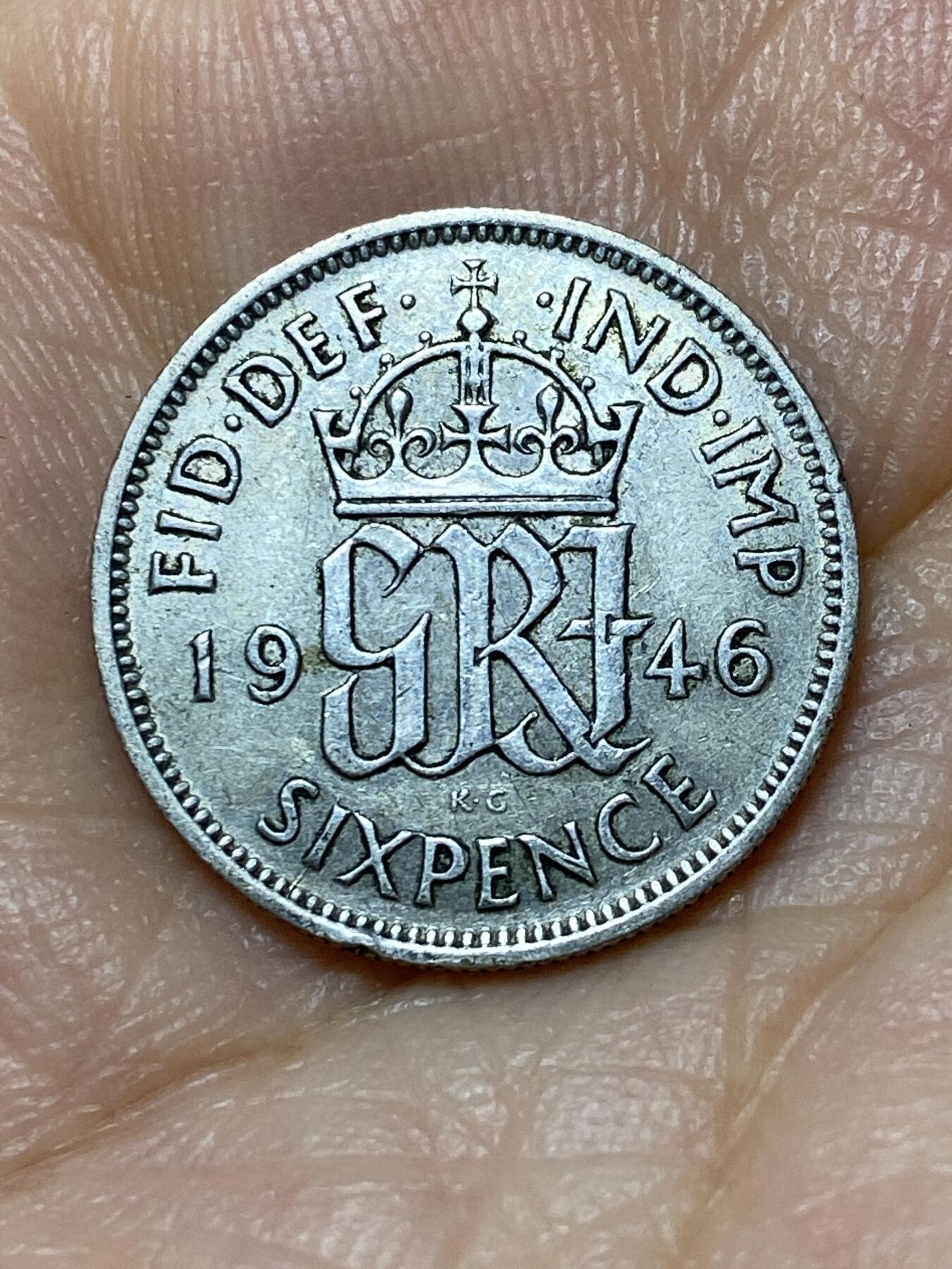 2025年第九十九场(总第一百二十五场）外国好品散币(免佣金) 英国🇬🇧1946年6便士银币(乔治六世第一版，关门年，500银)