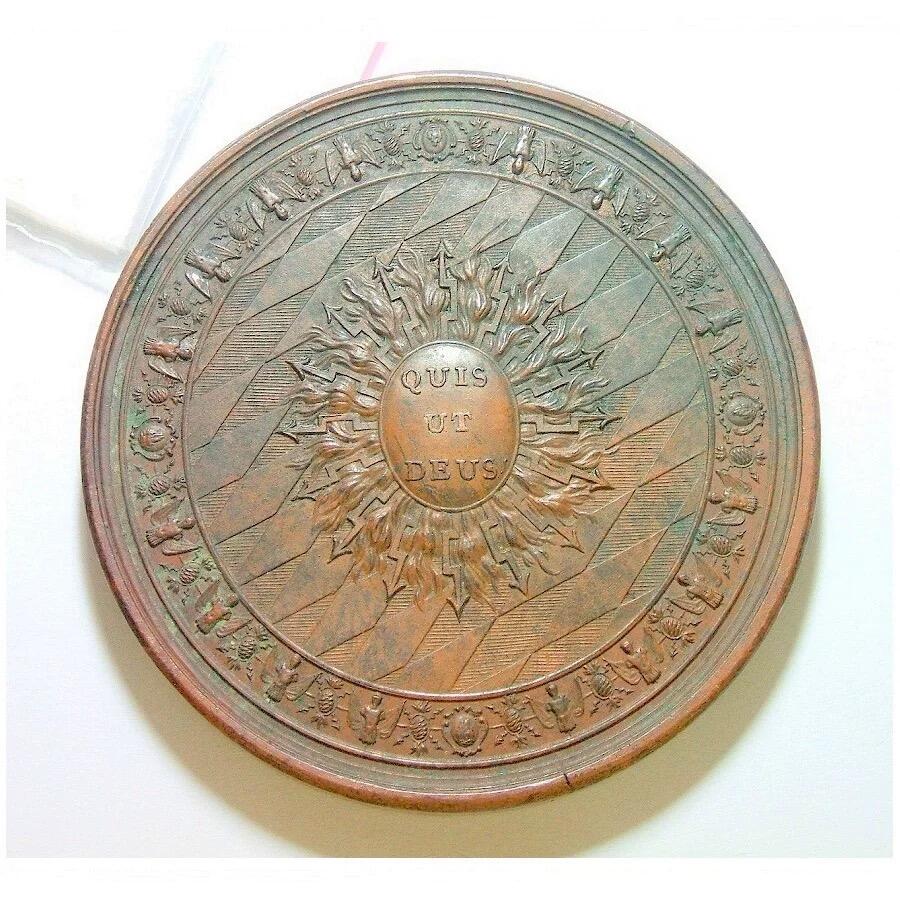 【艺术】法国艺术大章18XX年 天使诸神+盾徽 高浮雕精制超大铜章 72MM 191克