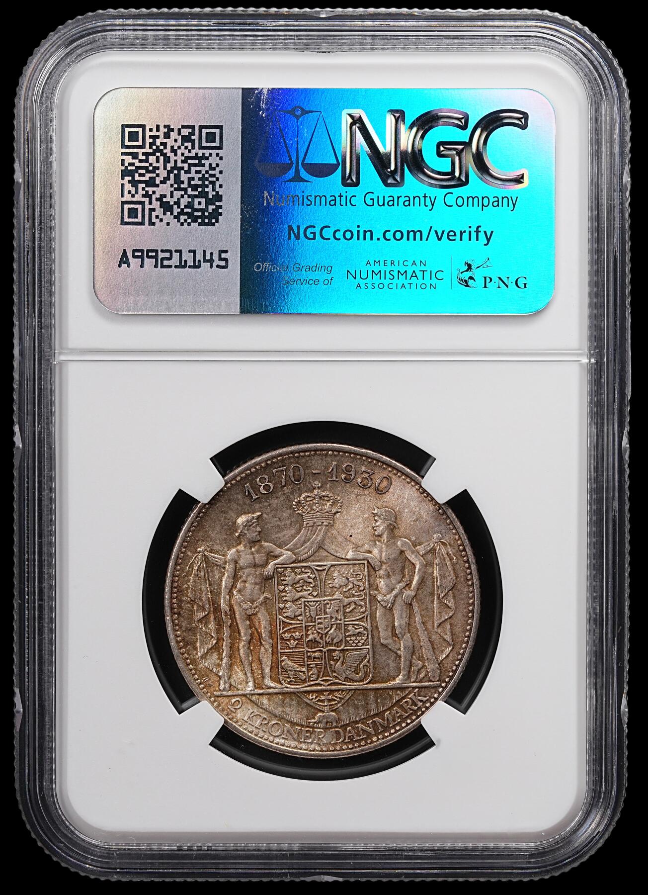 修遠堂世界钱币第八十七期 NGC MS64 1930年丹麦国王60大寿纪念2克朗银币