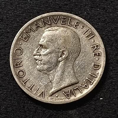 【全场包邮】纯粹捡漏拍464场 - 意大利1927年艾曼努尔三世坐鹰5里拉银币