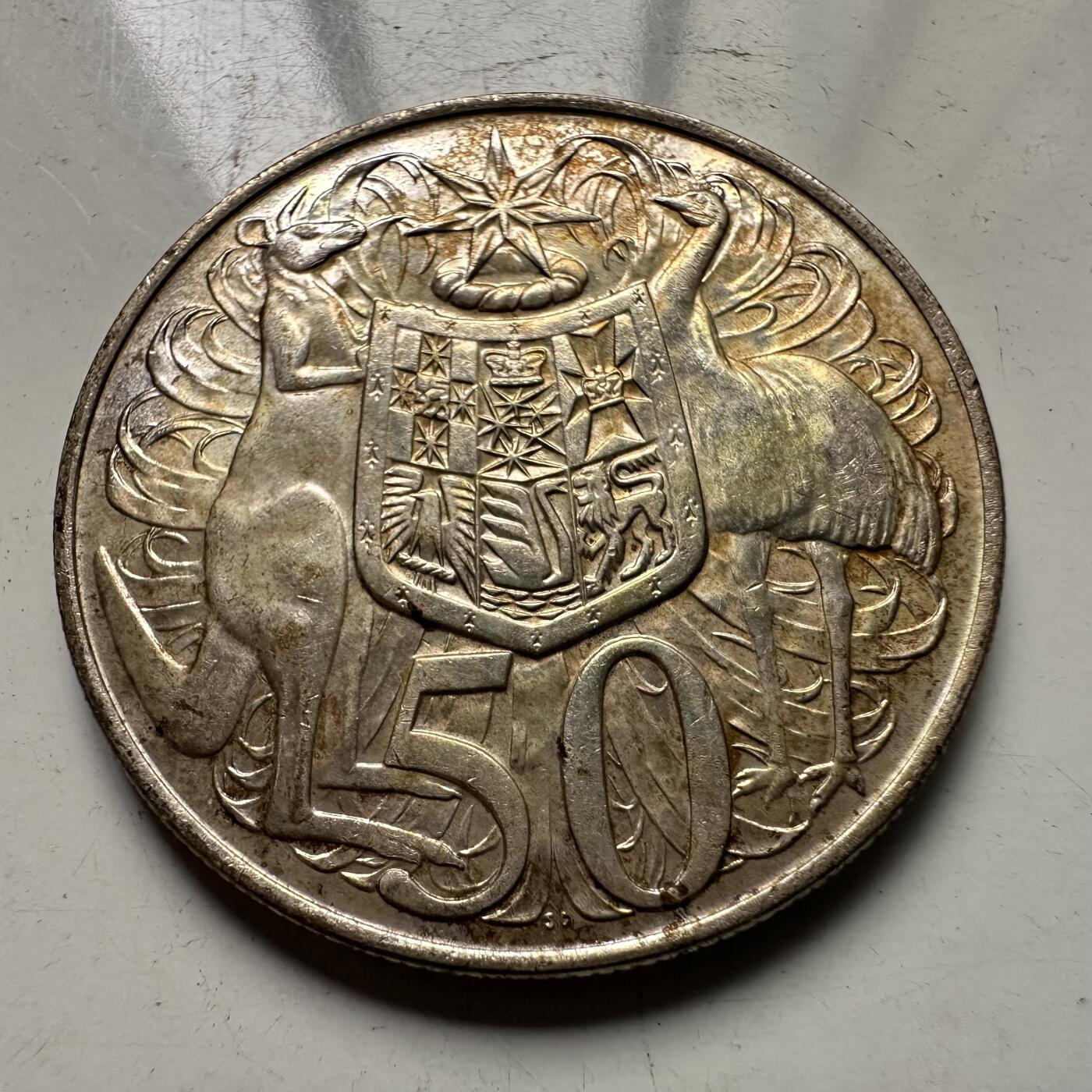 🌹外币初藏🌹🐯2025年第109场  每周二四六晚8️⃣点 接代拍 澳大利亚1966年50分银币 金色包浆