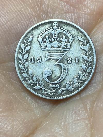 2025年第九十九场(总第一百二十五场）外国好品散币(免佣金) - 英国🇬🇧1921年3便士银币(乔治五世第二版，500银)