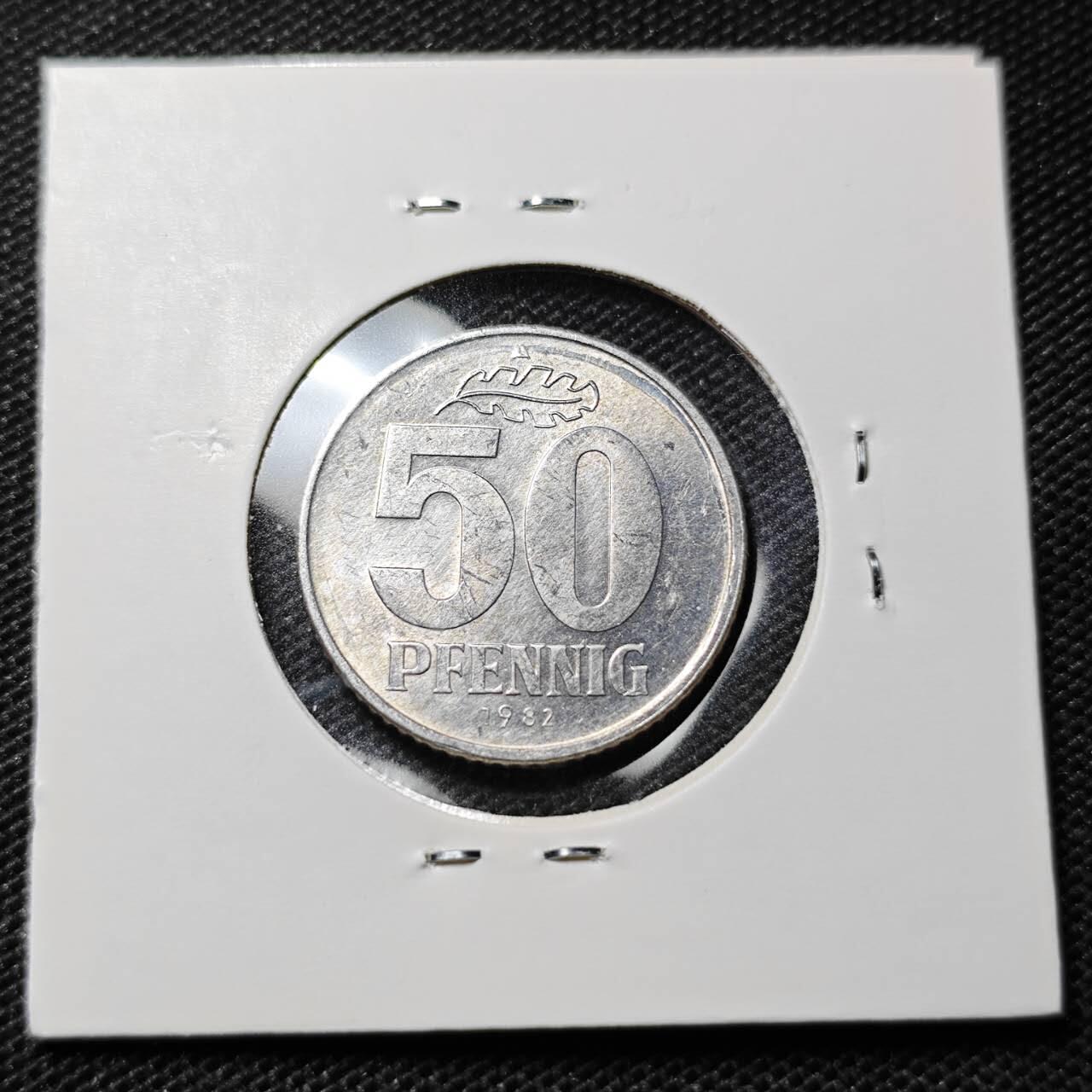KK钱币收藏小铺 第350场 2月预留时间 周末发货 1982 东德50芬尼