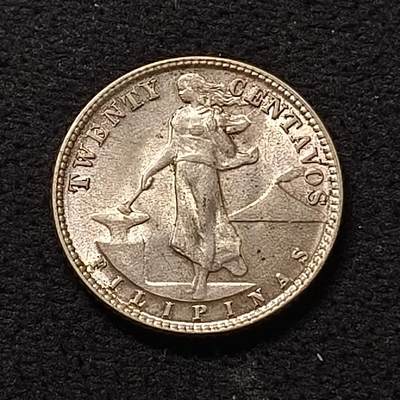 【全场包邮】纯粹捡漏拍464场 - 美属菲律宾1944年打铁女神20分银币