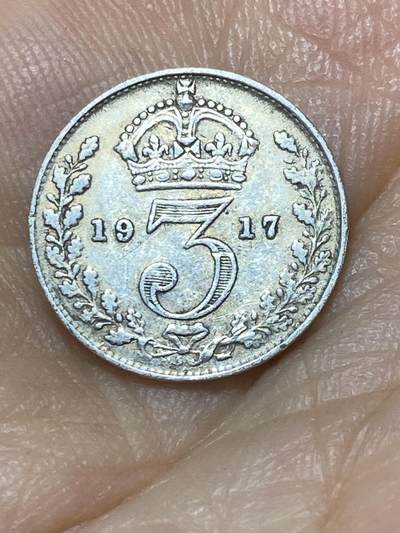 2025年第九十九场(总第一百二十五场）外国好品散币(免佣金) - 英国🇬🇧1917年3便士银币(乔治五世第一版，925高银)