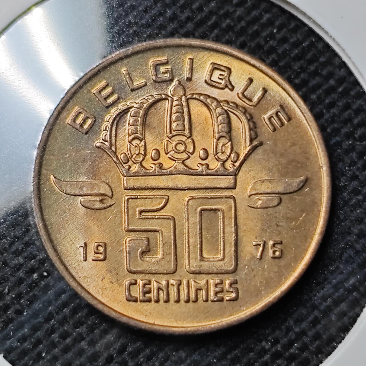 KK钱币收藏小铺 第351场 2月预留时间 周末发货  1976比利时50分铜币 好品