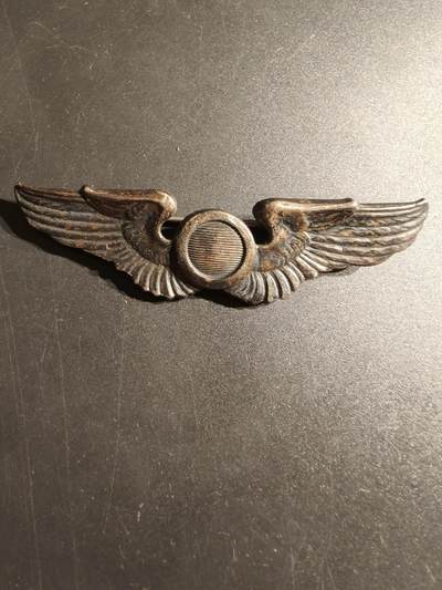 老王徽章第153期 - 美国二战陆军航空兵空中观察员技能章 925银 横针版3英寸 