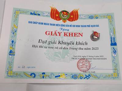 韵星假日拍卖第二十六期 -- Rimey Holidays Auction 26 - 越南社会主义共和国陈乐山同志为共青团发展积极贡献奖状带证章