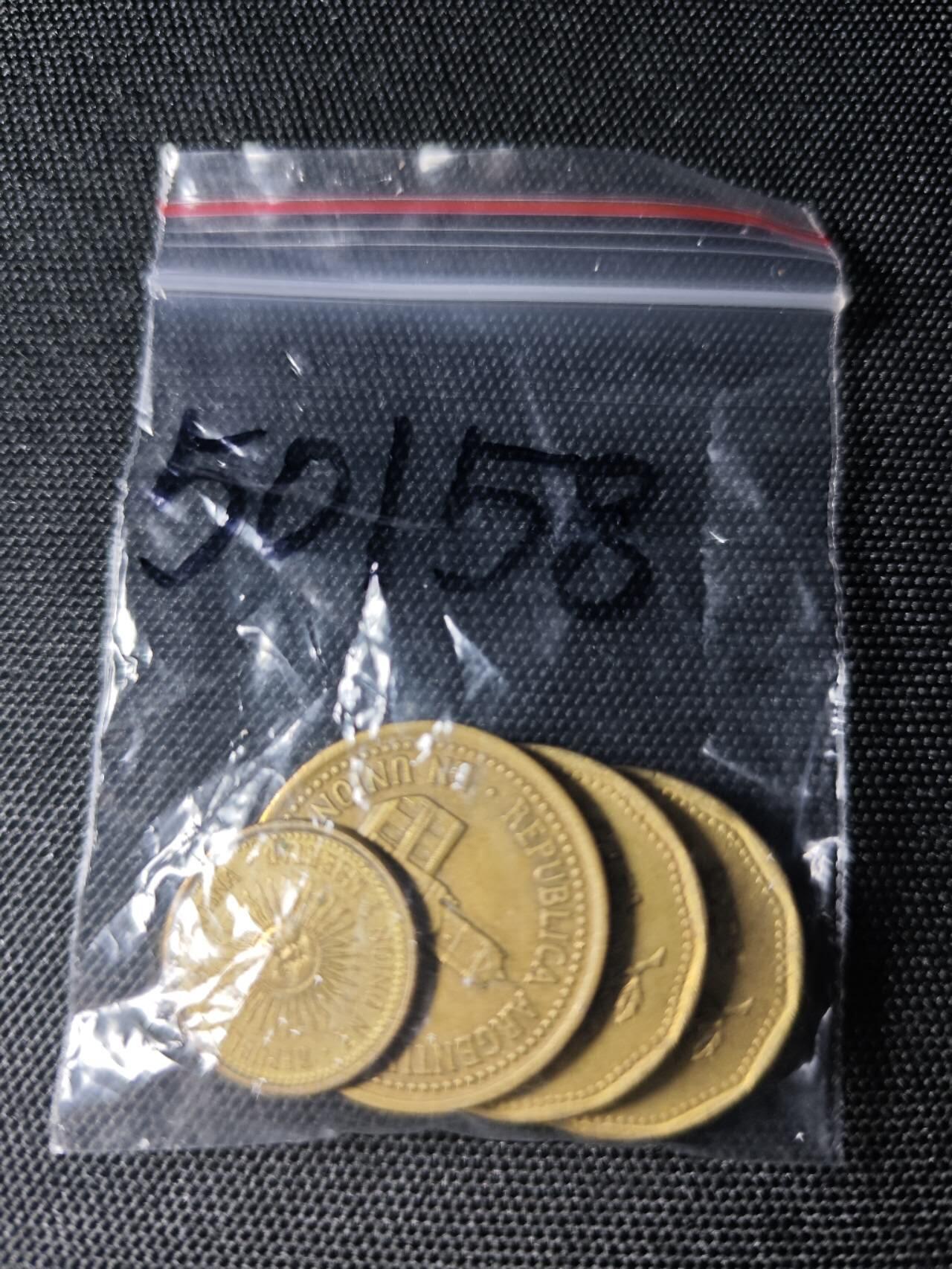 KK钱币收藏小铺 第350场 2月预留时间 周末发货  阿根廷一组5枚铜币